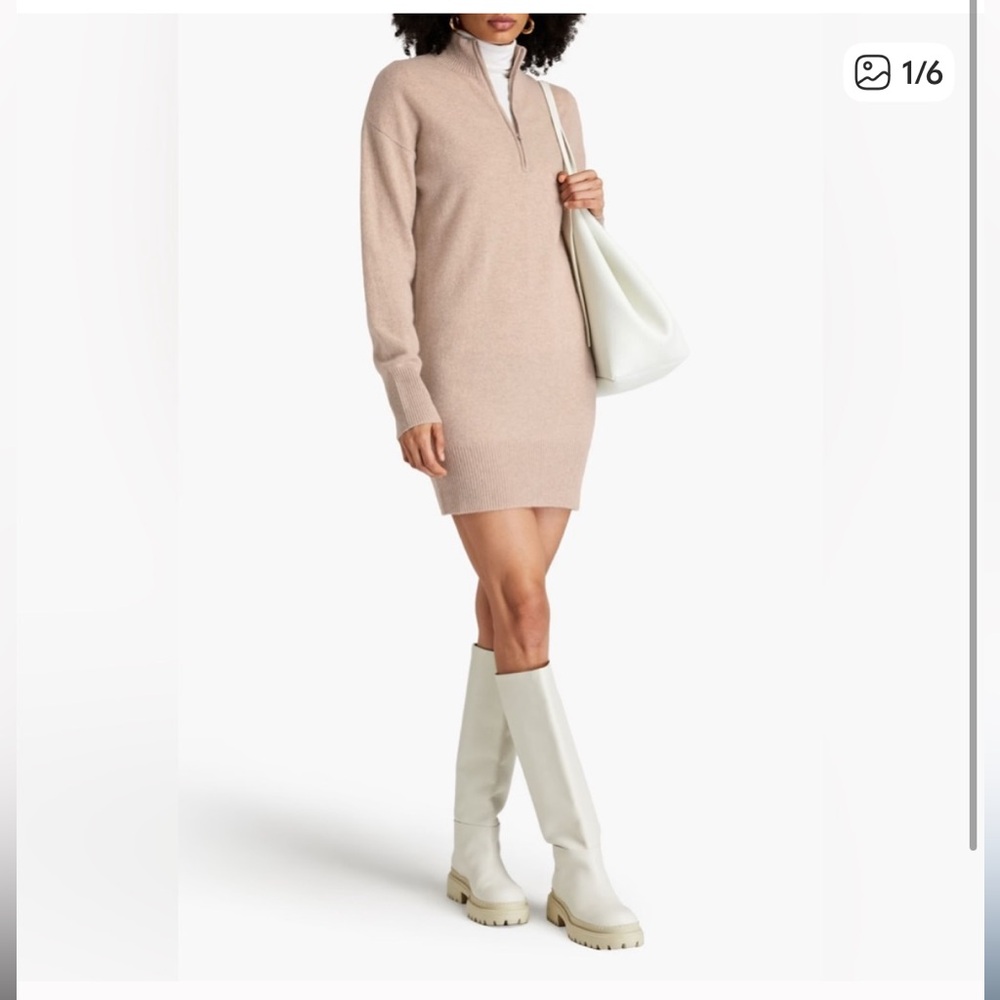 NAADAM NWT Recycled Cashmere Quarter Zip Dress in Oatmeal color. Size M.